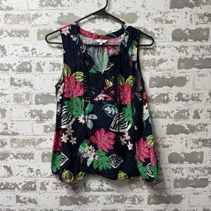 Crown & Ivy Navy Floral Tank Top